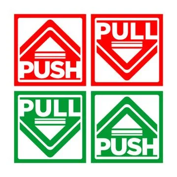 Push and pull stickers set Illustrazione stock