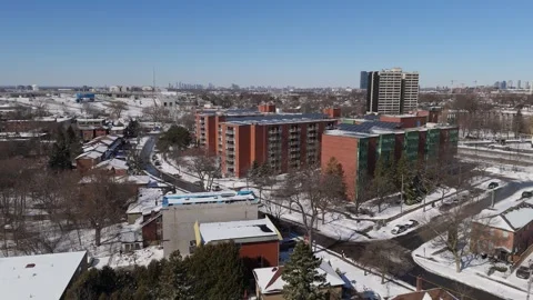 Push into apartment building winter Stock Footage 270245216