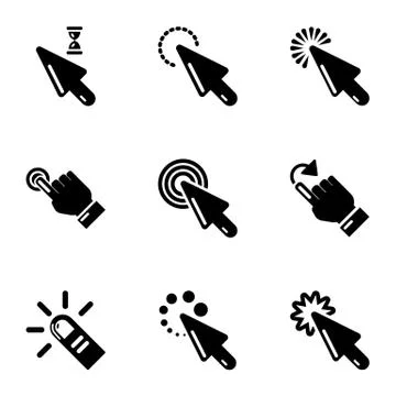 Push aside icons set, simple style Stock Illustration