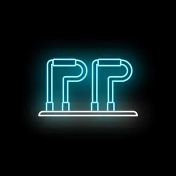 Push up bars neon glowing icon representing fitness training Stock Illustration