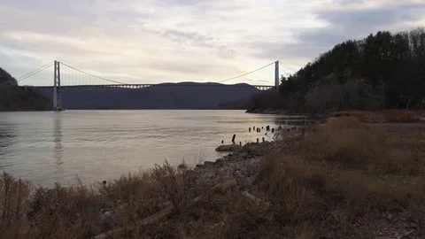Push in Bear Mountain Bridge Stock Footage 74088972