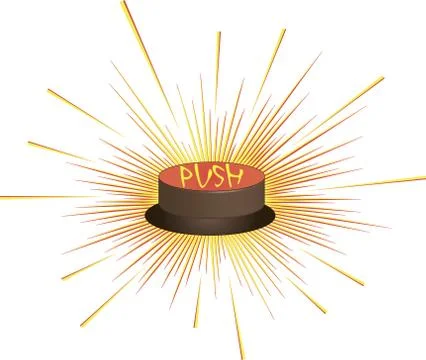 Push button, 3d red  icon, vector. Illustrazione stock