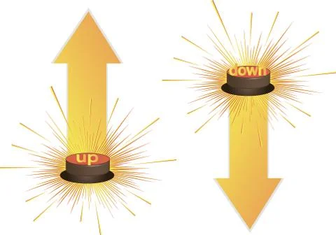 Push button, 3d red  icon, vector. Illustrazione stock