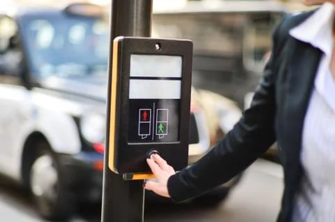 Push button and wait for walk signal Fotos Stock