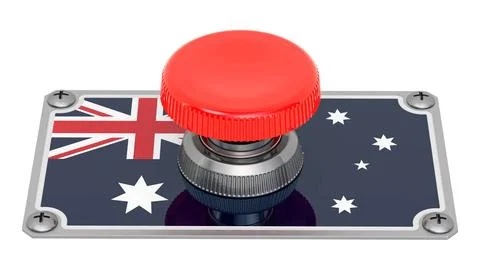 Push button with Australian flag, 3D rendering Push button with Australian... Stock Photos