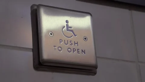 Push Button for Automatic Door Opening for Disabled Access Stock Footage 313781609