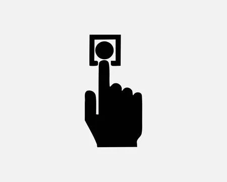 Push Button Call Hand Finger Press Click Point Ring Doorbell Icon Sign Vector Stock Illustration