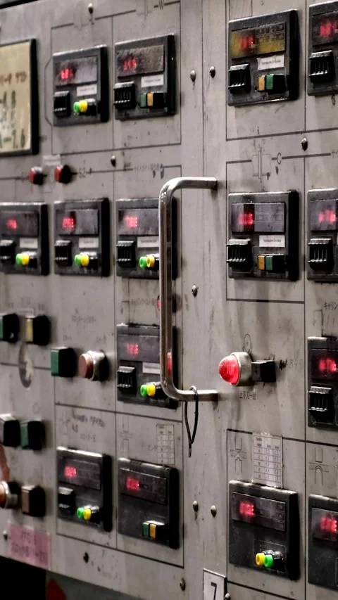 Push-button control panel for cardboard production machine in a cardboard p.. Stock Footage 306143315