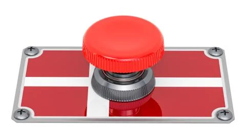 Push button with Danish flag, 3D rendering Stock Illustration