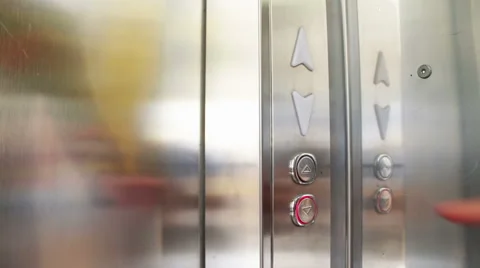 Push on the Button In the Elevator Stock Footage 57229295