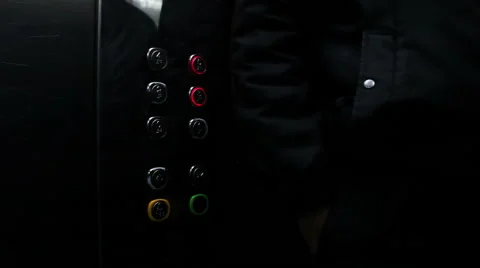 Push on the Button In the Elevator Stock Footage 57230854