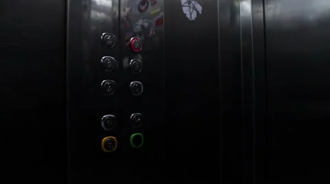 Push on the Button In the Elevator Stock Footage 57230984