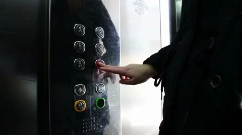 Push on the Button In the Elevator Stock Footage 57231150