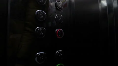 Push on the Button In the Elevator Stock Footage 57231719