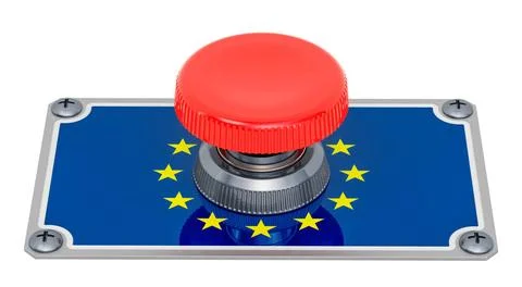 Push button with the European Union flag, 3D rendering Push button with th... Stock Photos