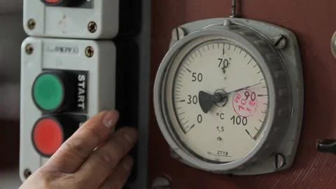 Push the button at factory close-up Stock Footage 287917415