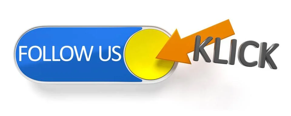 A push button follow us 3d rendering of a push button follow us Copyright:... Stock Photos