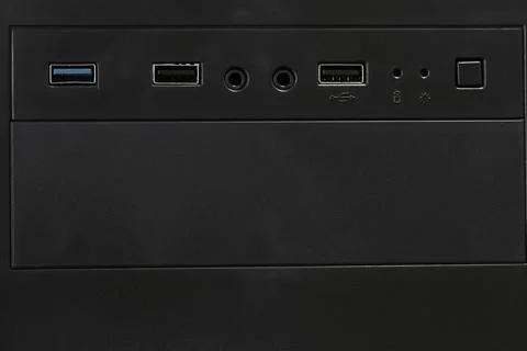 Push button front of computer background, Only the front part of the comput.. Stock Photos