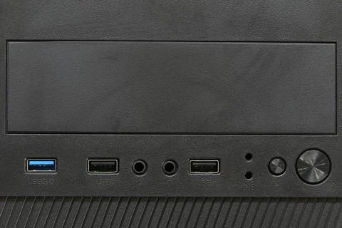 Push button front of computer background, Only the front part of the comput.. Stock Photos