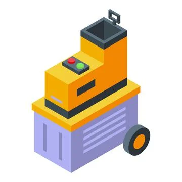 Push button garden shredder icon isometric vector. Work tree Illustrazione stock