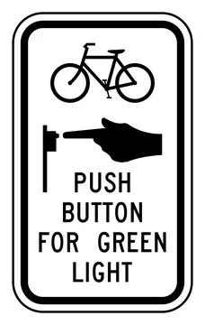 Push button for green light sign for bicycles, R10-24, US road sign Stock Illustration