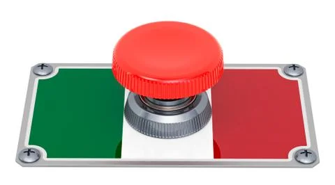 Push button with Italian flag, 3D rendering Stock Illustration