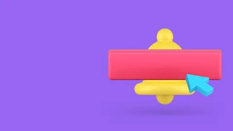 Push button notification interface reminder with empty bar mockup ring bell.. Stock Illustration