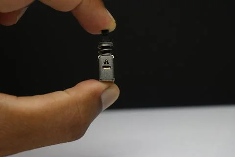 Push button or known as self locking switches used to control on and off Stock Photos