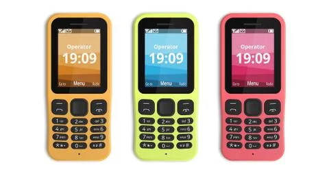 Push-button phones isolated on white background Stock Illustration