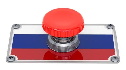 Push button with Russian flag, 3D rendering Stock Illustration