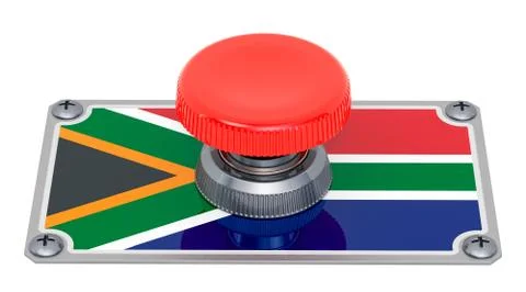 Push button with South African flag, 3D rendering Stock Illustration
