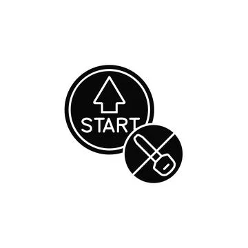 Push button start black glyph icon Stock Illustration