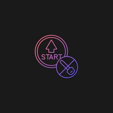 Push button start gradient vector icon for dark theme Stockillustratie