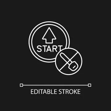 Push button start white linear icon for dark theme Stockillustratie