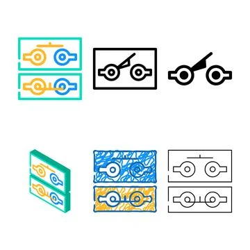 Push button switch mechanism edition color icon vector Illustrazione stock