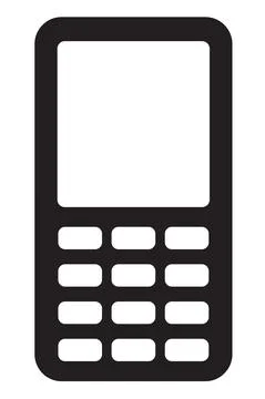 Push-button telephone icon with blank screen for design. Mobile phone vector Stock Illustration