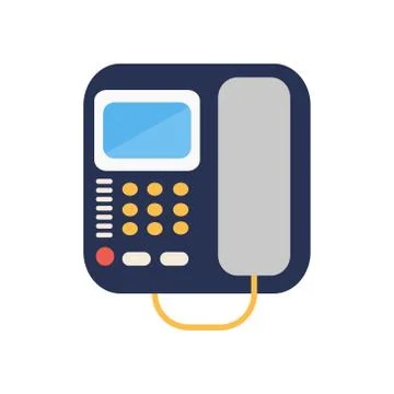 Push-button telephone on white background. Vector illustration in trendy flat Stock Illustration