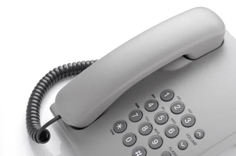 Push button telephone on white background Stock Photos