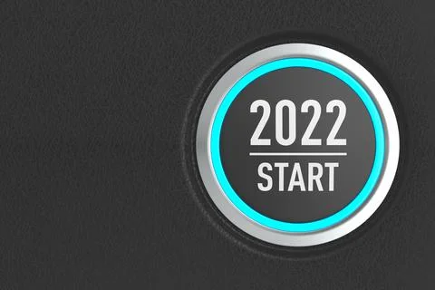 Push button with tex 2022 on dark background. 3D illustration Stockillustratie