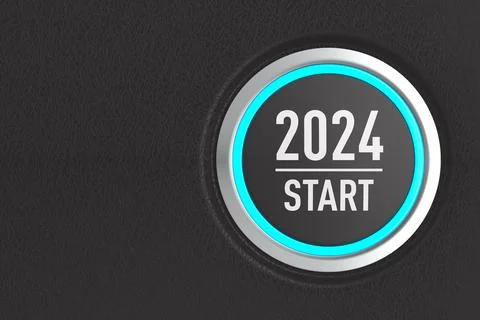 Push button with tex 2024 on dark background. 3D illustration Stock Illustration