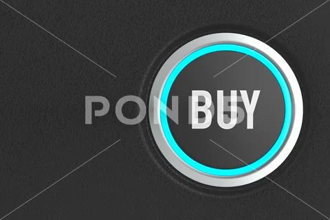 Push button with text buy on dark background. 3D illustration ...