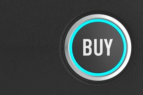 Push button with text buy on dark background. 3D illustration Stock Illustration