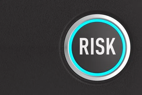 Push button with text risk on dark background. 3D illustration Illustration