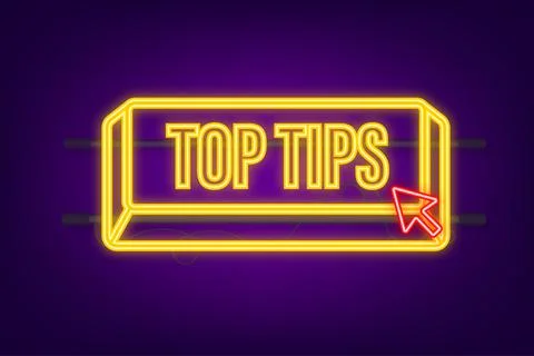 Push button with text Top tips. Vector illustration. 스톡 일러스트