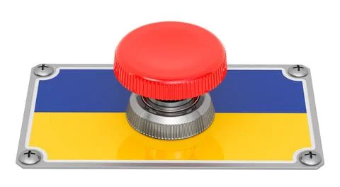 Push button with Ukrainian flag, 3D rendering Push button with Ukrainian f... Stock Photos