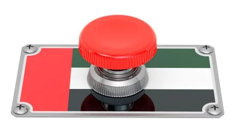 Push button with the United Arab Emirates flag, 3D rendering Stockillustratie