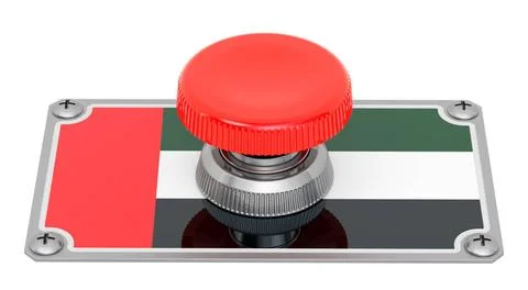 Push button with the United Arab Emirates flag, 3D rendering Push button w... Stock Photos