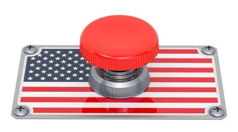 Push button with the United States flag, 3D rendering 스톡 일러스트