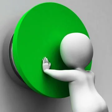 Push button used to start the technical system or remote power - 3d illustrat イラスト素材