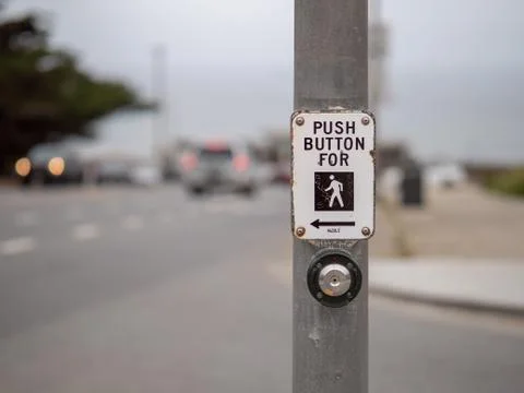Push button for walking traffic crosswalk button at intersection Stock Photos